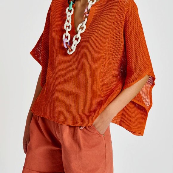 ESSENTIEL ANTWERP Bellaggio Poncho Pullover in Orange Size S (NEW) - Picture 6 of 8